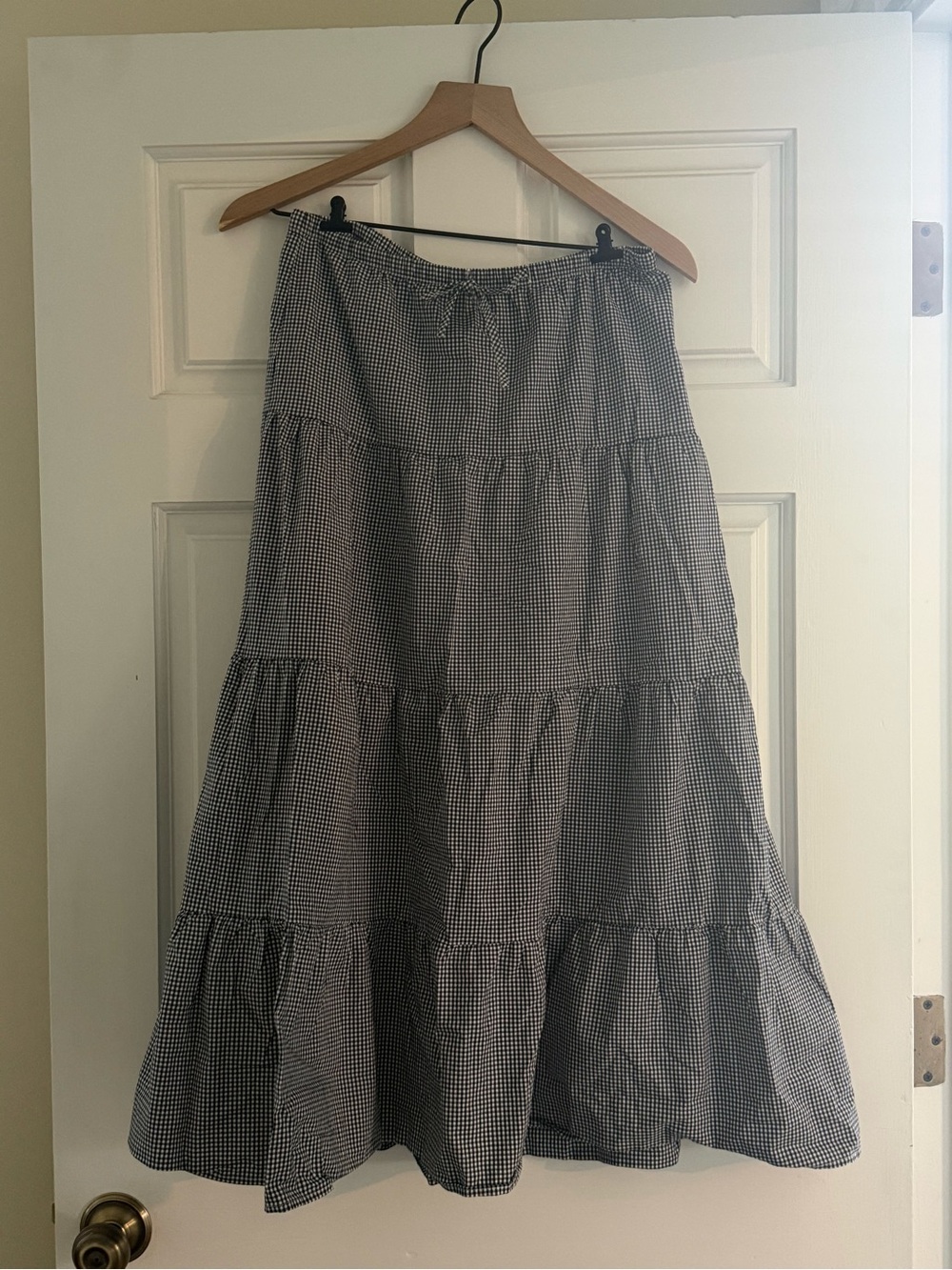BRANDY MELVILLE Gingham Tiered Maxi Skirt